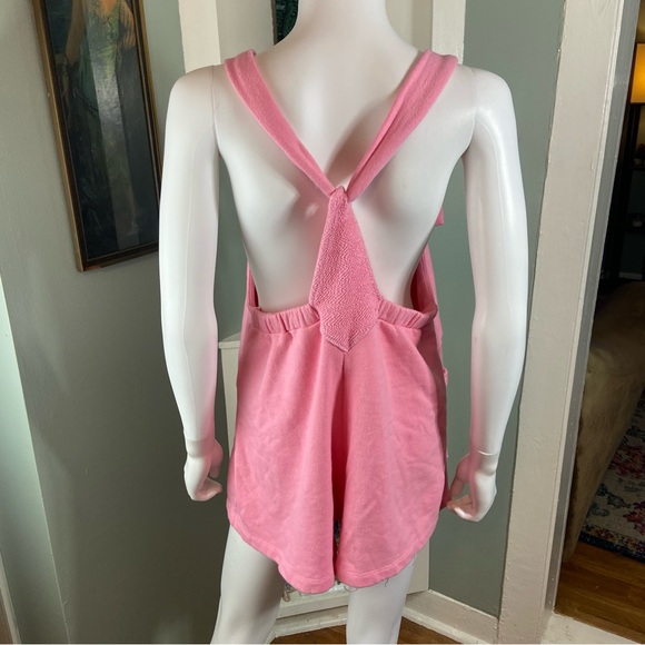 BUCKETLIST Pink French Terry Cloth Romper Playsuit Shorts Pockets Large L - Picture 10 of 15